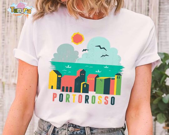 Discover Retro 80s Luca Portorosso Seascape Tee, Disney Pixar Movie Shirt, Perfect for Giulia and Alberto Fans, Italian Summer Vacation Holiday Gift