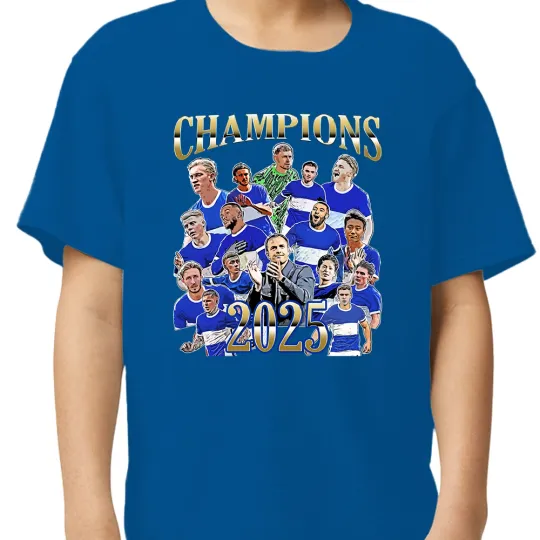 Birmingham City Champions 2025 Kids T-Shirt Tee 3-13 Years Players TShirt Gift