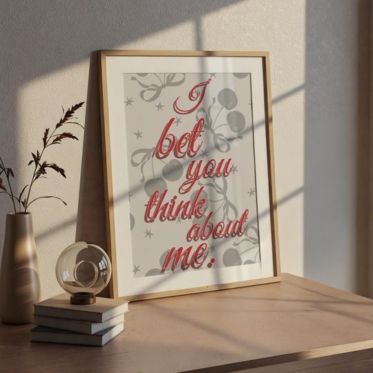 Discover Retro Cherry Print: I Bet You Think About Me Lyric Poster