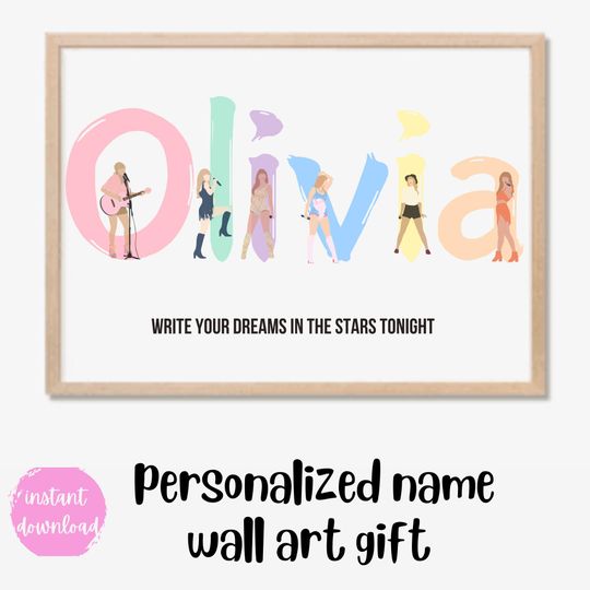 Discover Personalize Wall art Name Eras Gift Taylor Name Art Swift Printable Gift Eras Costum Name Print ART  idea Gift poster eras Taylor name
