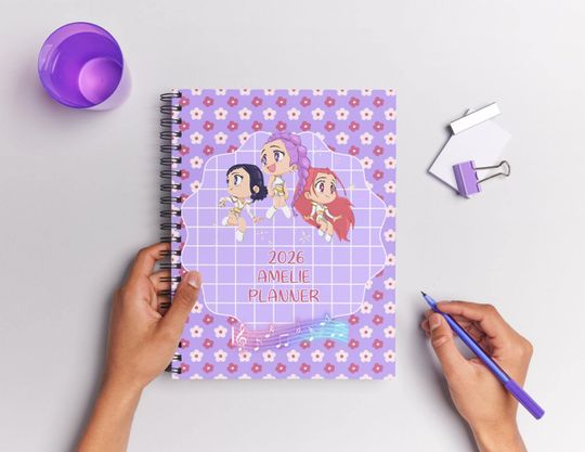 Discover Printable editable cover K pop Demon hunters 2026 planner book pages, children journal 2026 planner