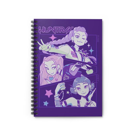 Discover K-pop Demon Hunter Huntrix Spiral Notebook | Purple Anime Journal with Rumi, Mira and Zoey | Cute Stationery for School, Office & Gifts