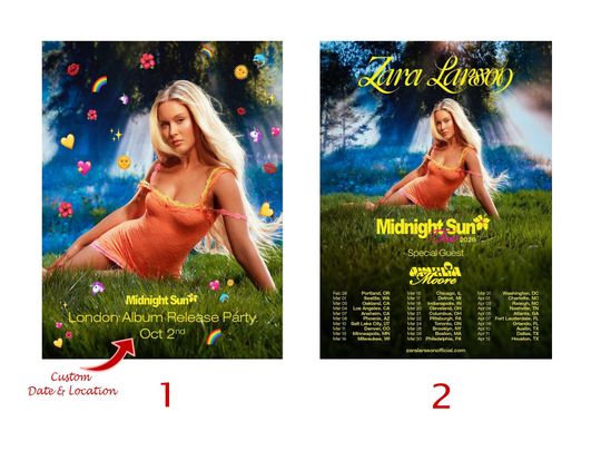 Discover Custom poster - Zr Larsson Midnight Sun Tour Dates List 2025-2026 poster