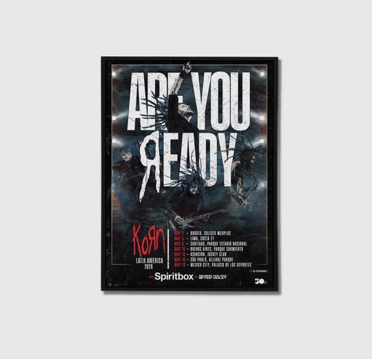 Korn Are You Ready Tour 2026 Poster  Latin America Concert Art Print, Heavy Metal Band Wall Decor, Dark Rock Music Poster