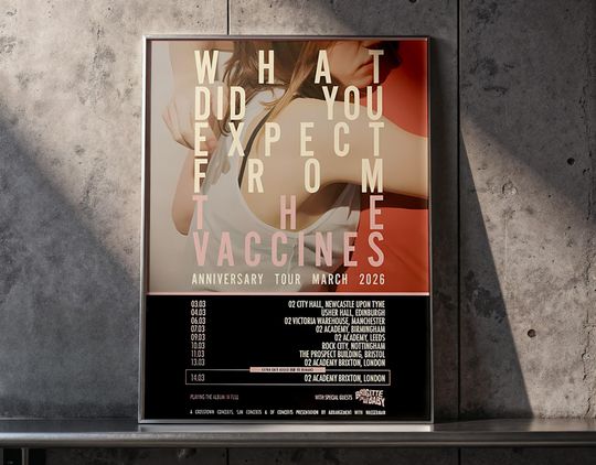 Discover The Vaccines Anniversary Tour 2026 Poster | Indie Rock Band Wall Art | Vintage Concert Print | Modern Music Decor | Fan Gift Idea