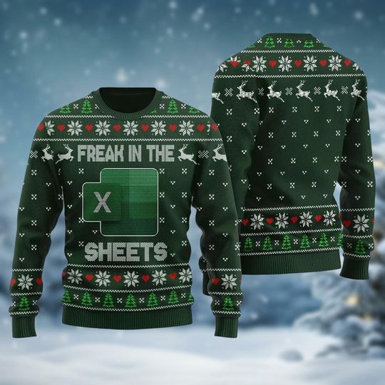 Freak In The Sheets Christmas Ugly Sweater, Funny Christmas Sweater, Excel Christmas, Accountant Gifts