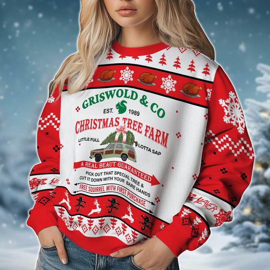 Griswold Christmas Ugly Sweater, Clark Griswold Xmas Sweater, Griswold & Co Christmas Tree Farm Sweater, Holiday Gift For Men Women Kid