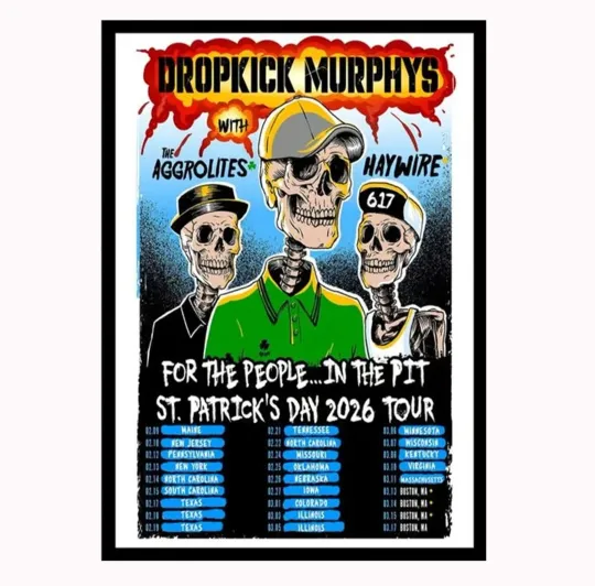 Discover Dropkick Murphys St. Patrick’s Day Tour 2026 US Poster