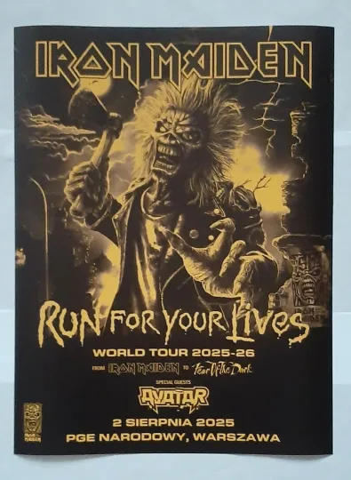 Discover Iron Maiden Run For Your Lives World Tour 2025-2026 Warsaw Poster