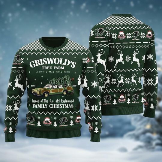 Griswold Tree Farm Christmas Ugly Sweater, Clark Griswold Holiday Sweater, Gift For Family, National Lampoon's Xmas Sweater For Men Women