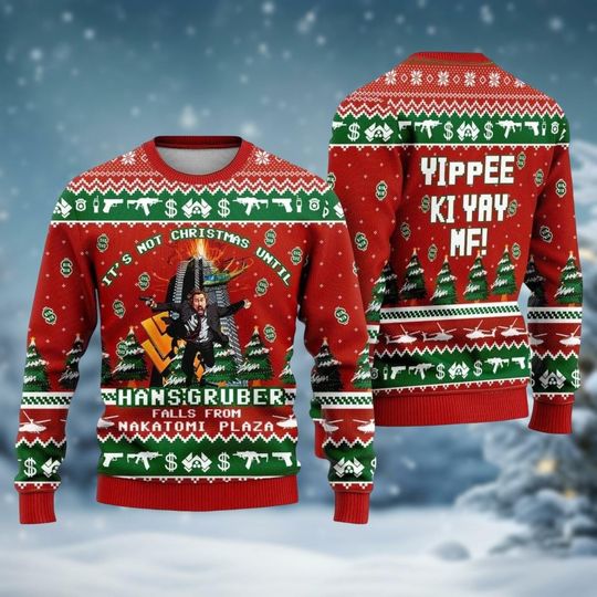 Fall Nakatomi Plaza Christmas Ugly Sweater, Die Movie Xmas Sweater, Hans Gruber Holiday Sweater, Christmas Gift