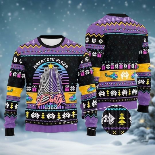 Fall Nakatomi Plaza Christmas Ugly Sweater, Die Movie Holiday Sweater, Hans Gruber Xmas Sweater, Christmas Gift