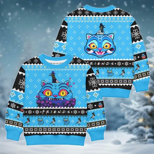 Discover Christmas Derpy Tiger With Sussie Bird Ugly Sweater, Blue Tiger Xmas Sweater, Tiger Holiday Sweater, Kpop Outfits For Kids Women Men