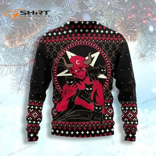 Discover Satanic Black Cat Ugly Christmas Sweater