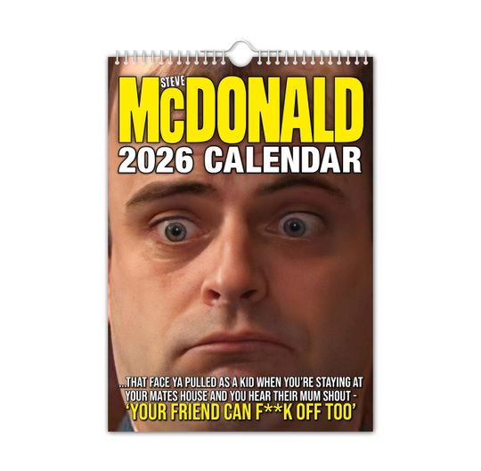 Discover Steve McDonald - 2026 Wall Calendar // Funny / Quirky / Christmas / Birthday / Gift Idea / Present / Novelty / Humour / Secret Santa