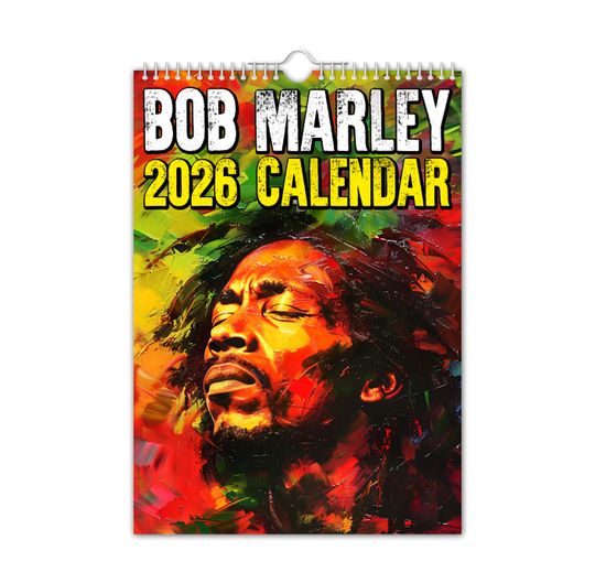 Discover Bob Marley - ART - 2026 Wall Calendar // Funny / Quirky / Christmas / Birthday / Gift Idea / Present / Novelty / Humour / Secret Santa