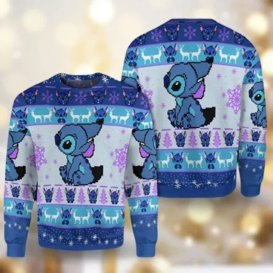 Discover Stitch Christmas Sweater, Cute Stitch Christmas Shirt, Disney Stitch All Over Print