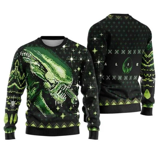 Discover Xenomorph Alien Ugly Christmas Sweatshirt, Alien Movie Holiday Sweater
