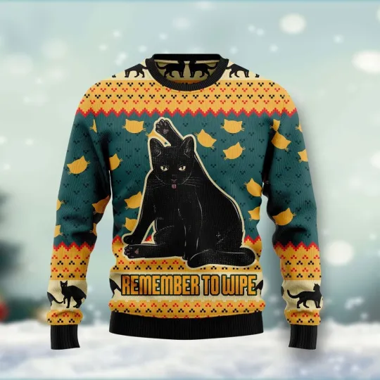 Discover Black Cat 3D Ugly Christmas Sweater for Men & Women