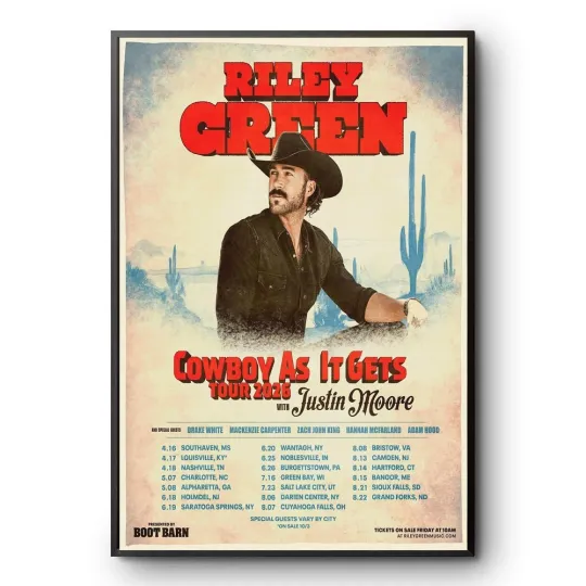 Discover Riley Green Cowboy As It Gets Tour 2026 poster