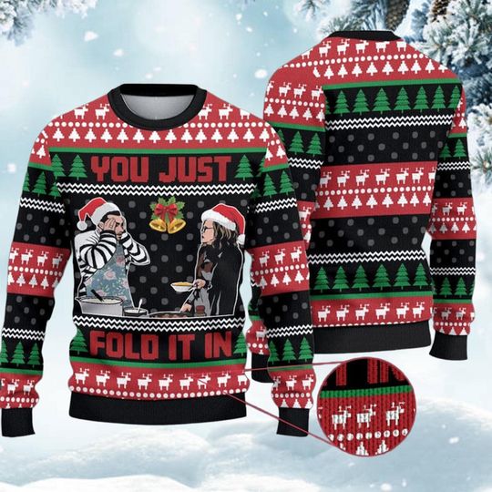 Discover You Just Fold It In Christmas Sweater Funny Holiday Knit Red Green Black Festive Pullover Ugly Xmas Gift, Ugly Sweater for Him, Funny Gift