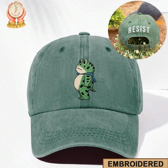 Resist Frog Hat, Portland Frog Embroidered Hat, Frog Resist, Anti Trump Hat, Pro-Democrat Cap, Anti ICE Hat, Anti Fascism Hat, Anti Maga Hat