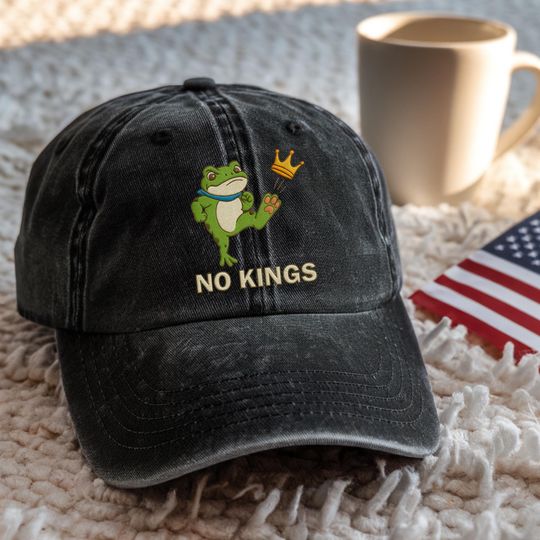 Discover Embroidered No Kings in America Hat ,Resist Frog Hat , Portland Frog Protest Hat , Political Activism Hat , Retro Protest Hat , Cap