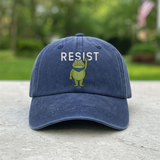 Discover Embroidered Resist Fog Cap, Portland Frog Protest Hat, Resistance Embroidered Hat, Anti ICE Hat, Anti Fascism Hat, Anti Trump Hat Gift