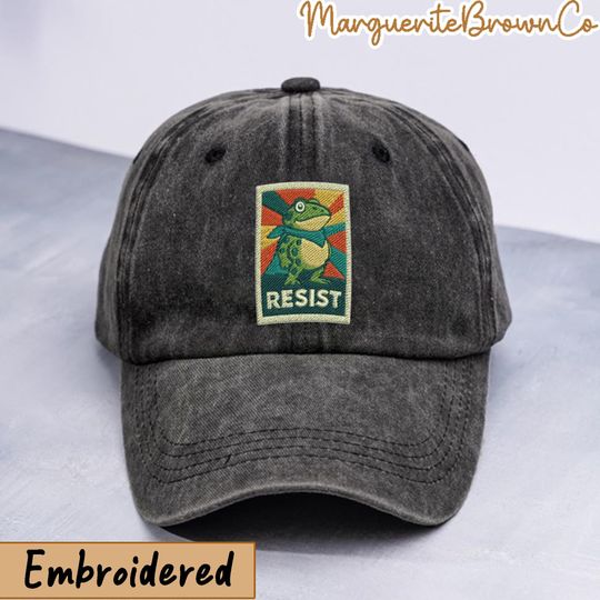 Discover Embroidered Resist Fog Cap, Portland Frog Protest Hat, Resistance Embroidered Hat, Anti ICE Hat, Anti Fascism Hat, Anti Trump Hat