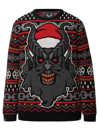 Hail Santa Knit Ugly Christmas Sweater, Santa Ugly Christmas Sweater