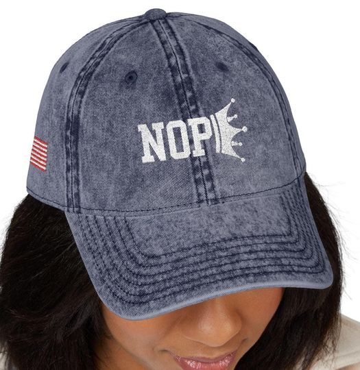 Vintage Embroidered No Kings in American Protest Cap, Nope Hat, Political Activist Gear, Liberal Democrat Gift, Democracy Hat