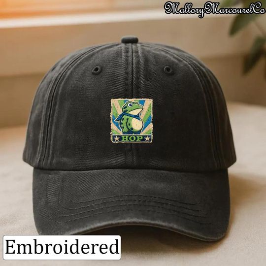 Embroidered Hop Portland Frog Washed Hat, Anti Fascism Political Cap, Anti Trump Democrat Activist Embroidered Trucker Hat, Anti Fascism