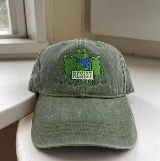 Portland Frog Protest Embroidered Hat, Resistance Embroidered Hat, Anti ICE Hat, Anti Fascism Hat, Anti Trump Hat, Vintage Activist Hat
