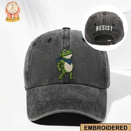 Discover Resist Frog Hat, Portland Frog Embroidered Hat, Frog Resist, Anti Trump Hat, Pro-Democrat Cap, Anti ICE Hat, Anti Fascism Hat, Anti Maga Hat