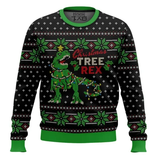 Discover Christmas Tree Rex Dinosaur Ugly Sweater