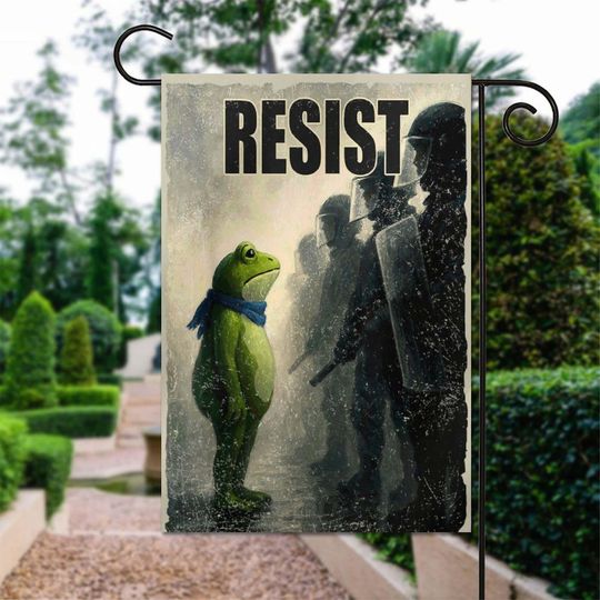 Discover Resist Portland Frog Protest Garden Flag, Resist Frog ICE Garden Flag, Anti Establishment Deportation Resistance Flag, No Kings Flag 12x18"