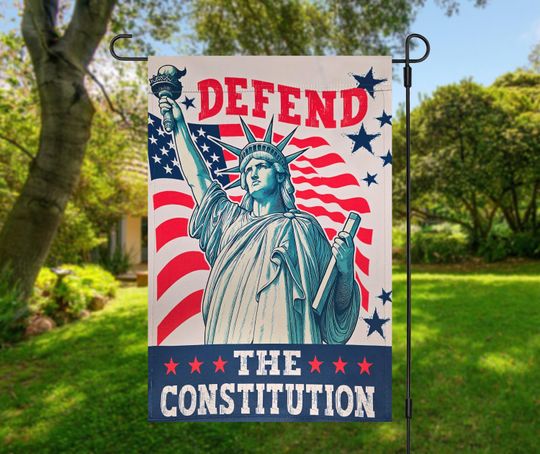 Defend the Constitution Garden Flag  Patriotic Statue of Liberty Flag for Yard or Garden  4th of July Outdoor Decor USA, Anti Trump Decor