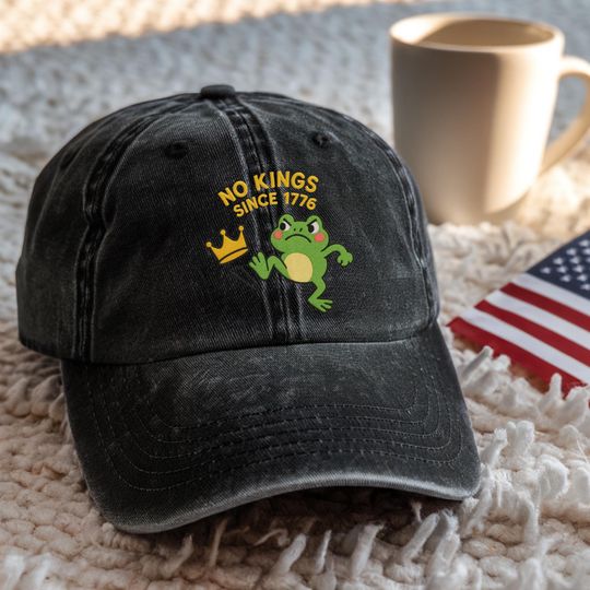 Discover Embroidered No Kings in America Hat ,Resist Frog Hat , Portland Frog Protest Hat , Political Activism Hat , Retro Protest Hat , Cap