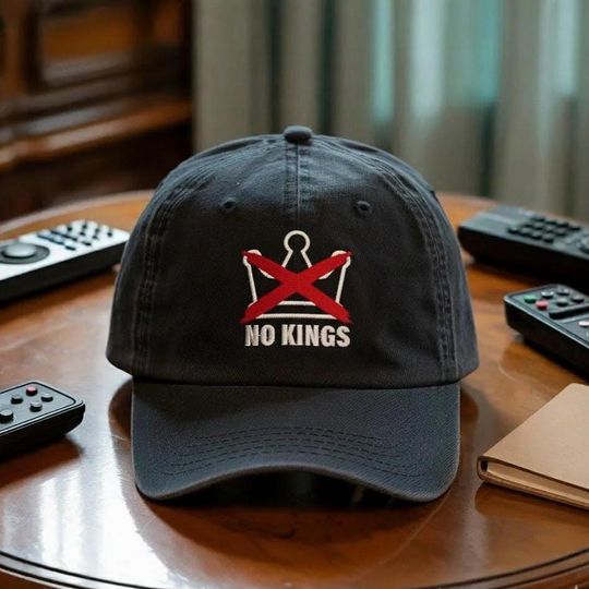 No Kings in America Embroidered Hat, Anti Trump Embroidered Hat, Political Hat, Anti Maga Hat, Crown No Kings Hat, Washed Color Hat