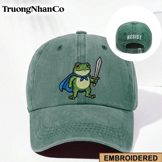 Discover Embroidered Portland Frog Rage Again The Machine Protest Hat, Frog Resist Anti Trump Cap, Pro-Democrat Hat, Anti ICE Cap, Anti Fascism Hat