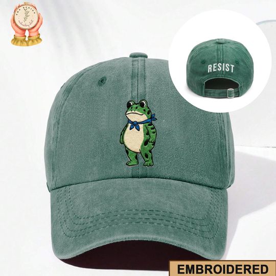 Discover Embroidered Portland Frog Rage Again The Machine Protest Hat, Frog Resist Anti Trump Cap, Pro-Democrat Hat, Anti ICE Cap, Anti Fascism Hat