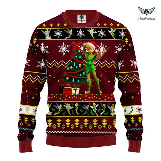 Tinkerbell Ugly Sweater, Merry Christmas Ugly Christmas Sweater, Ugly Sweatshirt, Tinkerbell Fans Gift