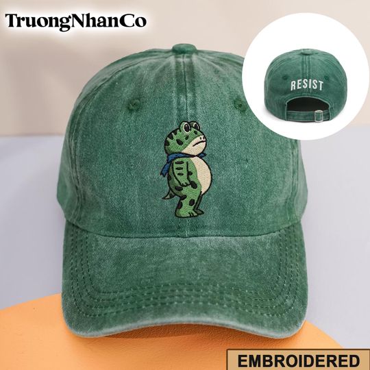Embroidered Portland Frog Rage Again The Machine Protest Hat, Frog Resist Anti Trump Cap, Pro-Democrat Hat, Anti ICE Cap, Anti Fascism Hat