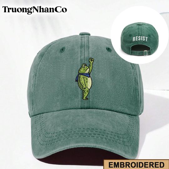 Embroidered Portland Frog Rage Again The Machine Protest Hat, Frog Resist Anti Trump Cap, Pro-Democrat Hat, Anti ICE Cap, Anti Fascism Hat
