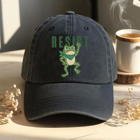 Discover Portland Frog Protest Embroidered Hat, Frog Resist, Anti Trump Cap, Pro-Democrat Hat, Anti ICE Cap, Anti Fascism Gift, Embroidered Cap