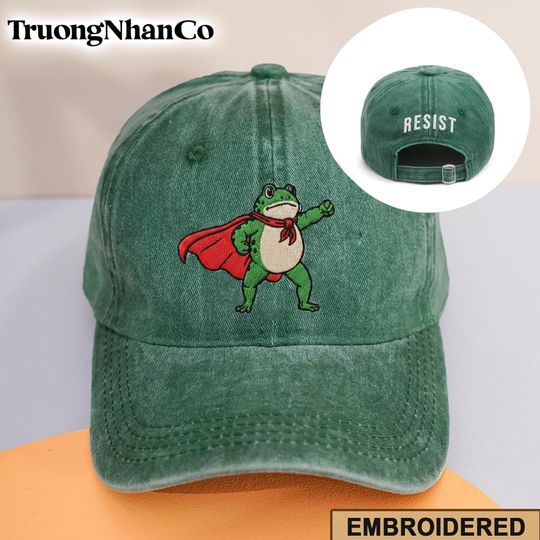 Discover Resist Frog Hat, Portland Frog Embroidered Hat, Frog Resist, Anti Trump Hat, Pro-Democrat Cap, Anti ICE Hat, Anti Fascism Hat, Anti Maga Hat