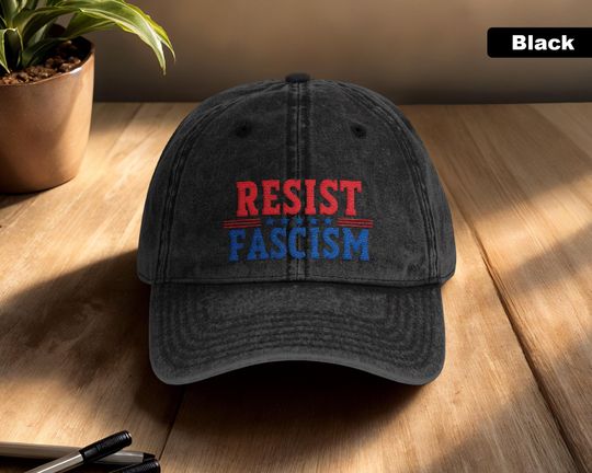 Discover Resist Fascism Embroidered Hat, Anti-Authoritarian Cap, Progressive Political Statement Hat, Activist Baseball Cap, Anti-Trump Protest Hat