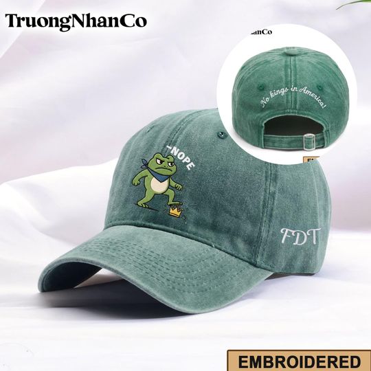 Discover Portland Frog Embroidered No Kings in America Hat ,Resist Frog Hat , Portland Frog Protest Hat , Political Activism Hat , Retro Protest Hat