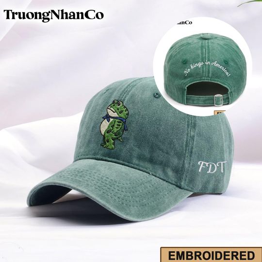 Discover Portland Frog Embroidered No Kings in America Hat ,Resist Frog Hat , Portland Frog Protest Hat , Political Activism Hat , Retro Protest Hat