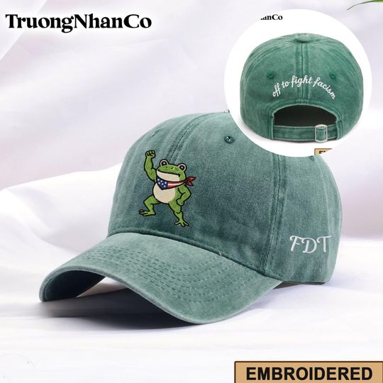 Discover Portland Frog Rage Again The Machine Protest Embroidered Hat, Anti Trump Cap, Pro-Democrat Hat, Anti ICE Cap, Anti Fascism Hat, Frog resist